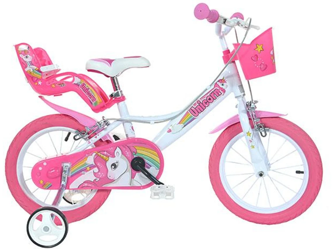 "bicicleta Infantil 16" - Unicórnio - Rosa - 5 A 7 Anos - Ideal Para Meninas - Rodas De 16 Polegadas"