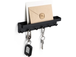 Porta chaves Magnético de Parede: Porta chaves Autoadesivo com Pequena Prateleira e 6 Ganchos Metal BRILVIBERA