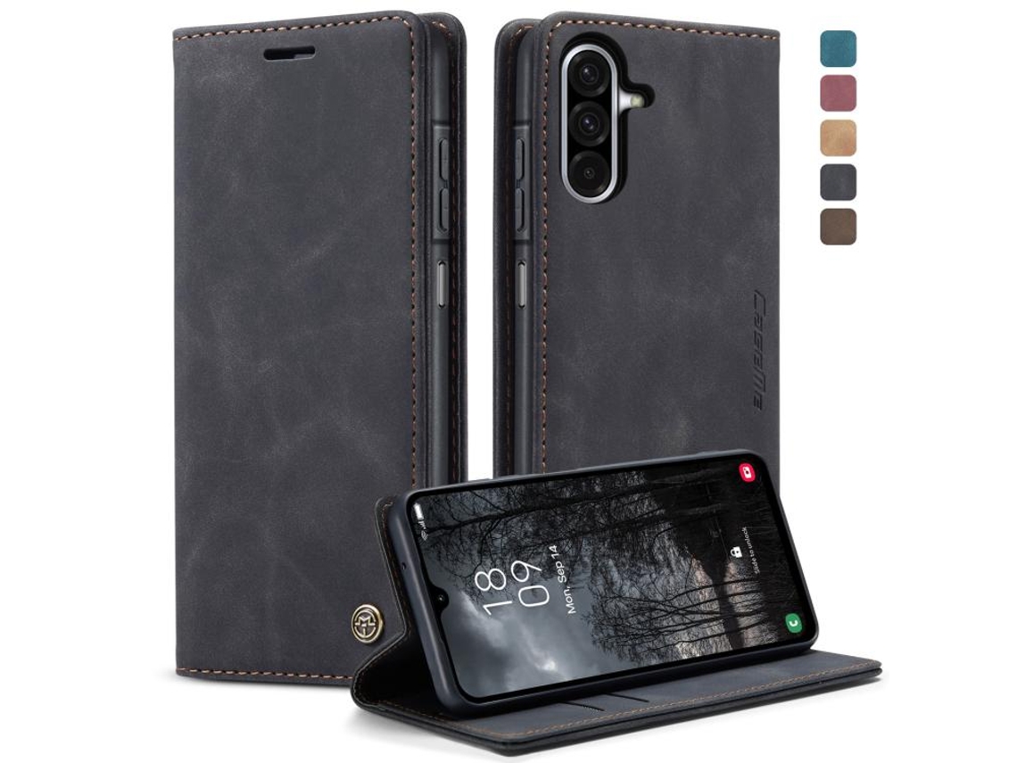 Capa Para Samsung Galaxy A26 Multifuncional Horizontal De Couro Preta