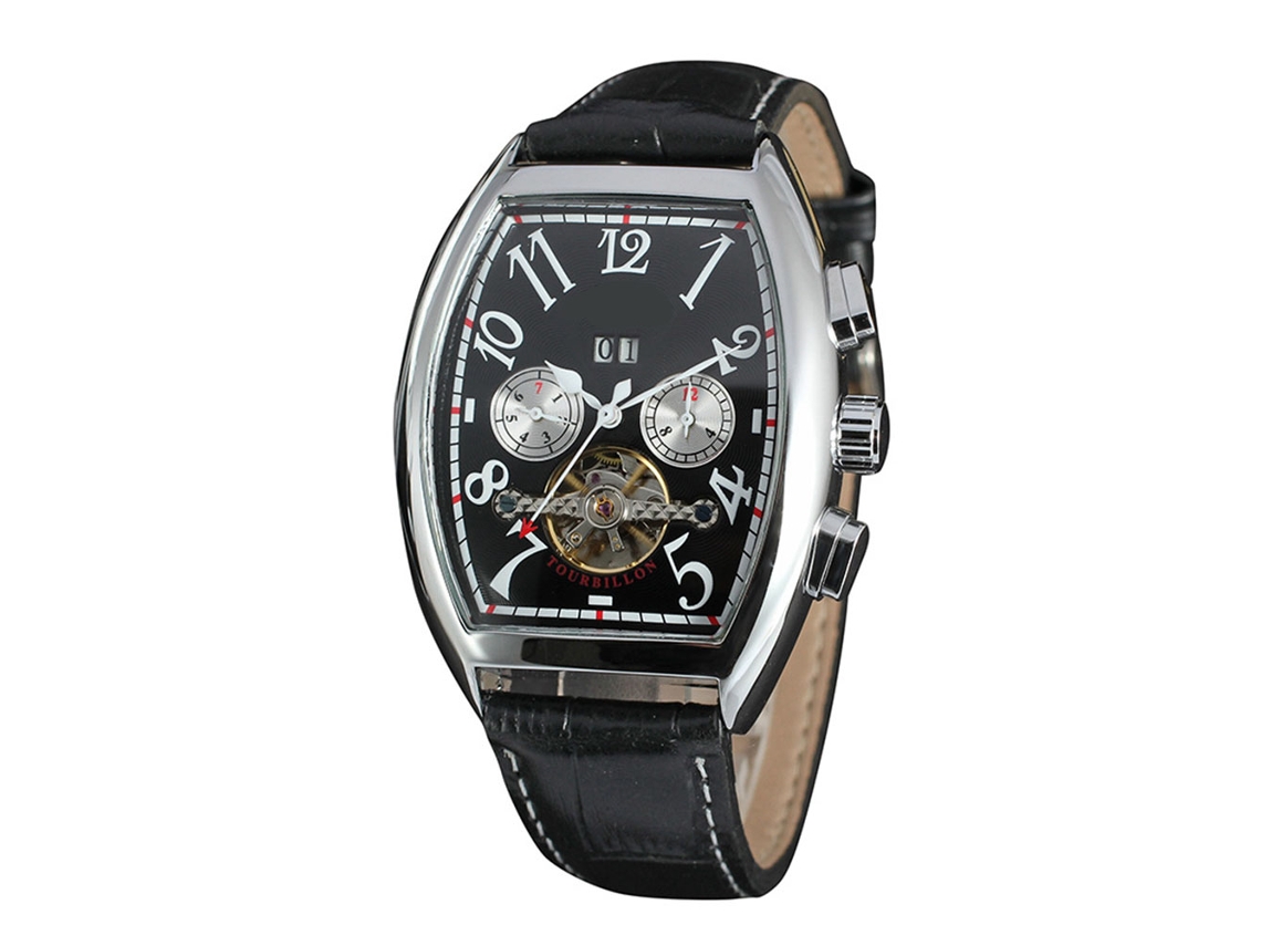 Relógio Automático Masculino Forsining Analógico com Calendário Estilo Clássico Black Silver