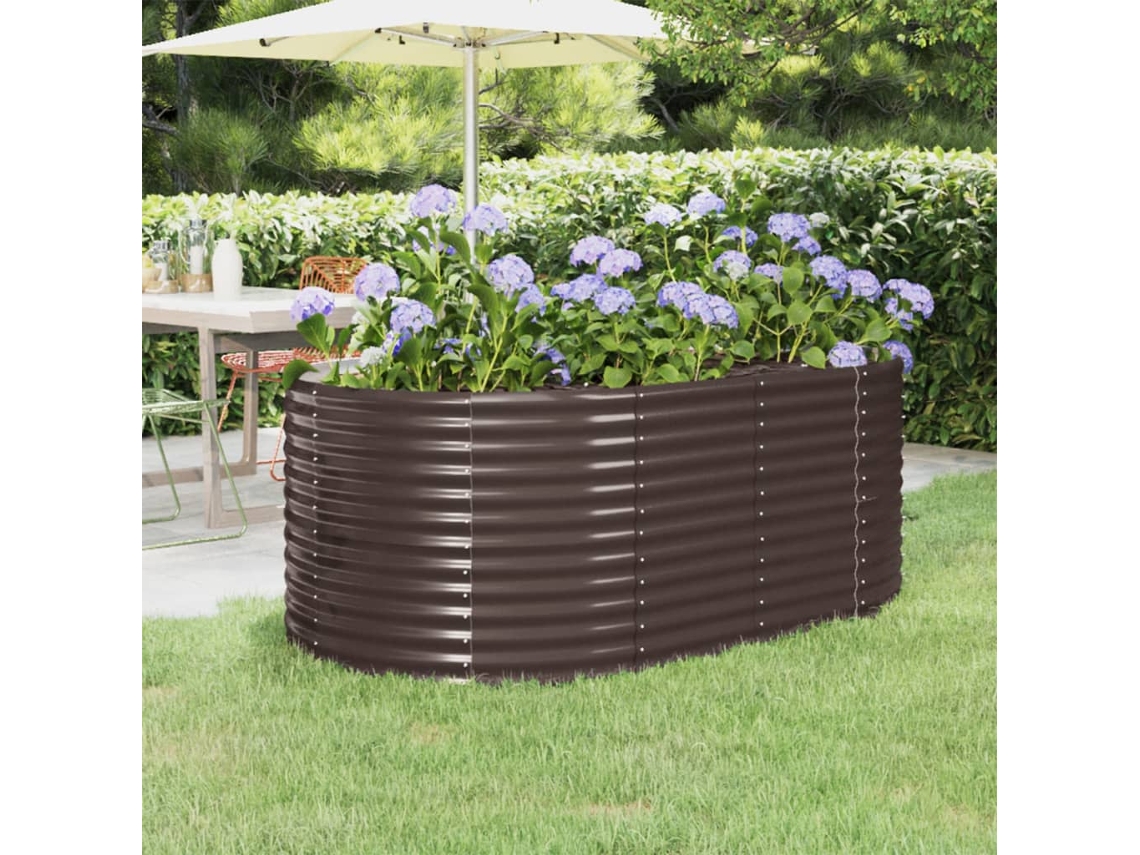 Canteiro Elevado Jardim 175x100x68 Aã§o Revestido Com Pã³ Marrom Dkd Home Decor