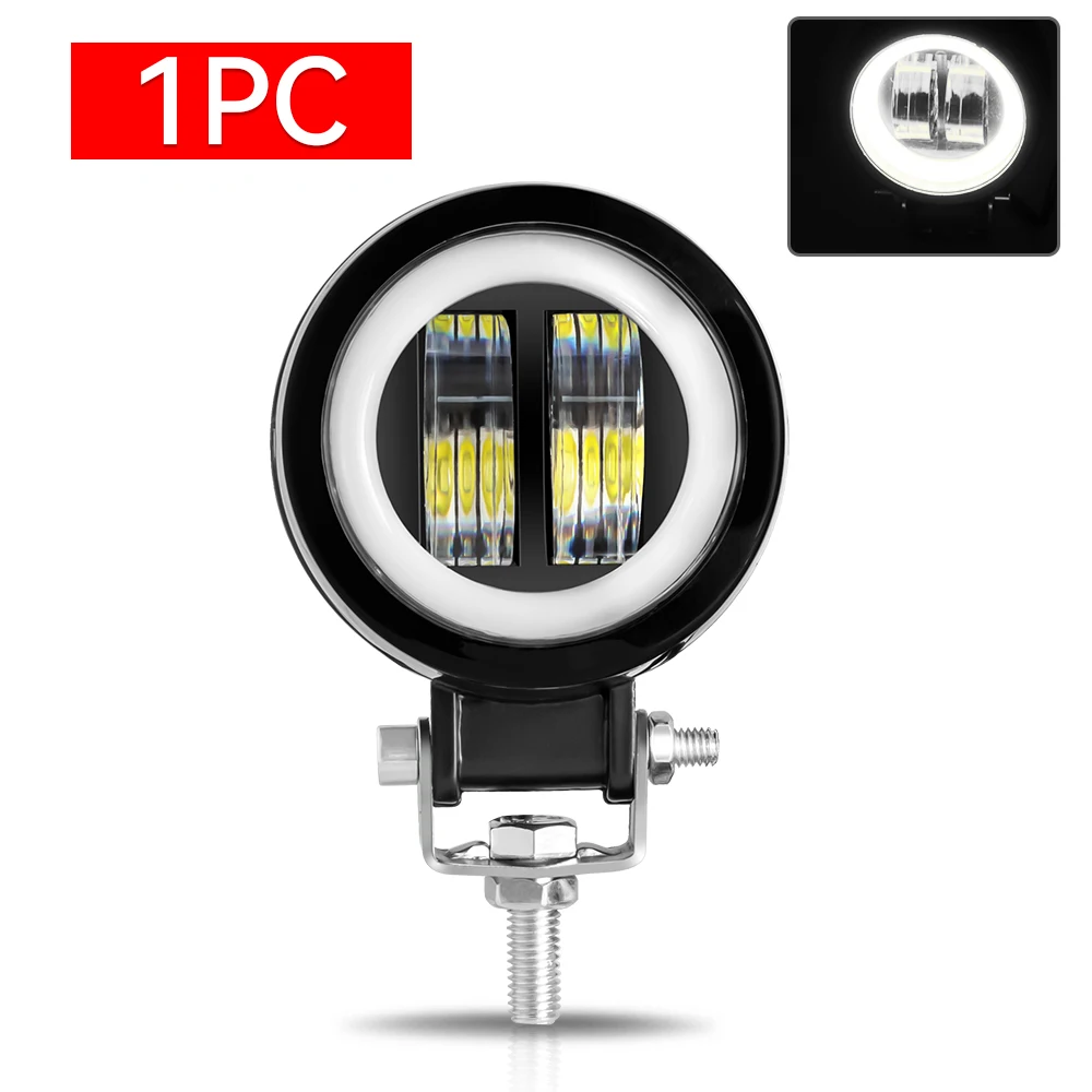 Farol De Neblina Led Redondo De 3 Polegadas, 12v 24v, 1 Peça, Branco