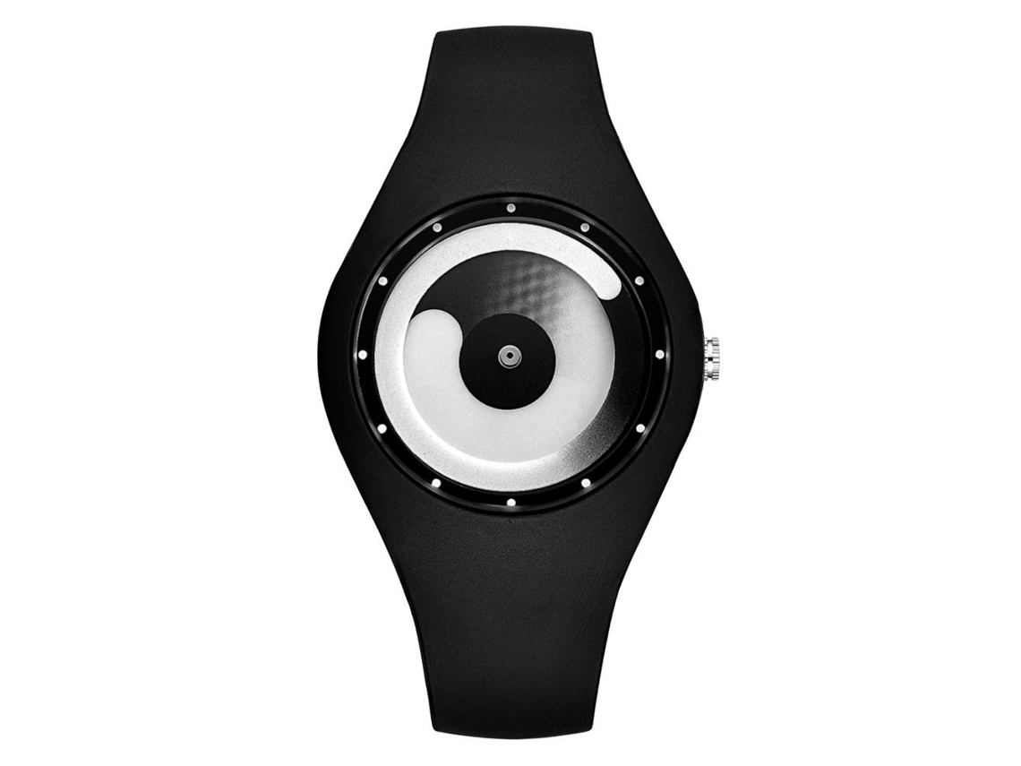 Relógio unissex de estilo simples com pulseira de silicone e mecanismo de quartzo, ideal para estudantes (preto e branco).