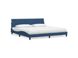 Vidaxl Cama Com Colchão Hanko 200x200 Cm Tecido Azul