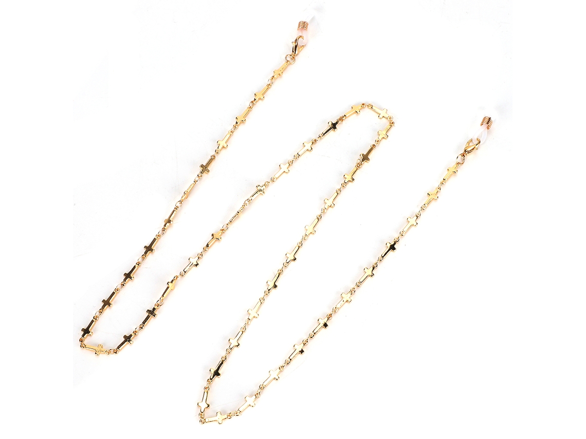 Corrente antiderrapante para óculos com cordão de liga metálica e decoração de coroa.