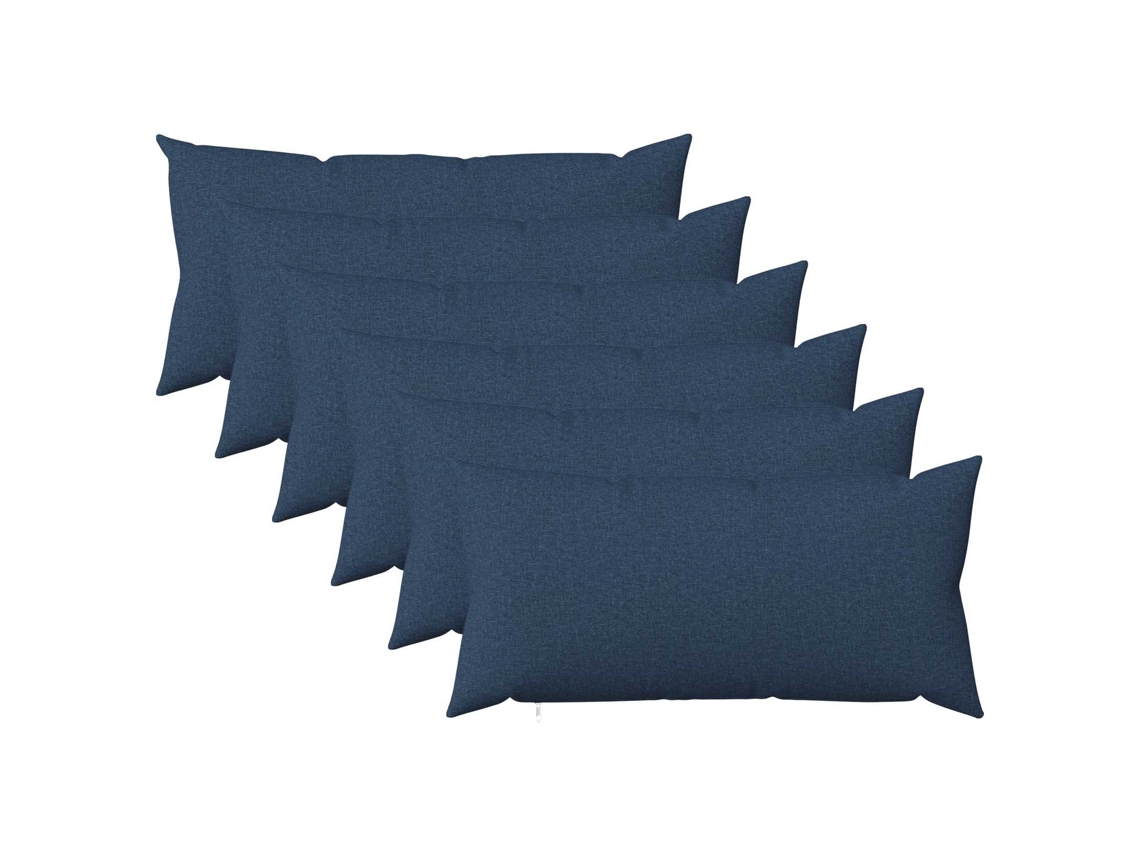 Vidaxl Almofada Com Travesseiro Heerlen 6 Unid. Azul Tecido