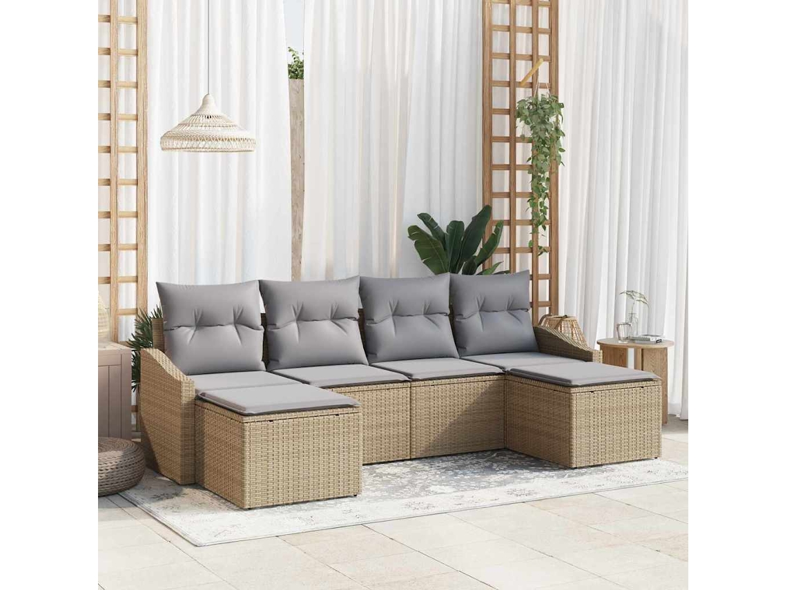 Vidaxl Conjunto De Jantar Para Jardim 6 Unid. Bege E Cinza Claro