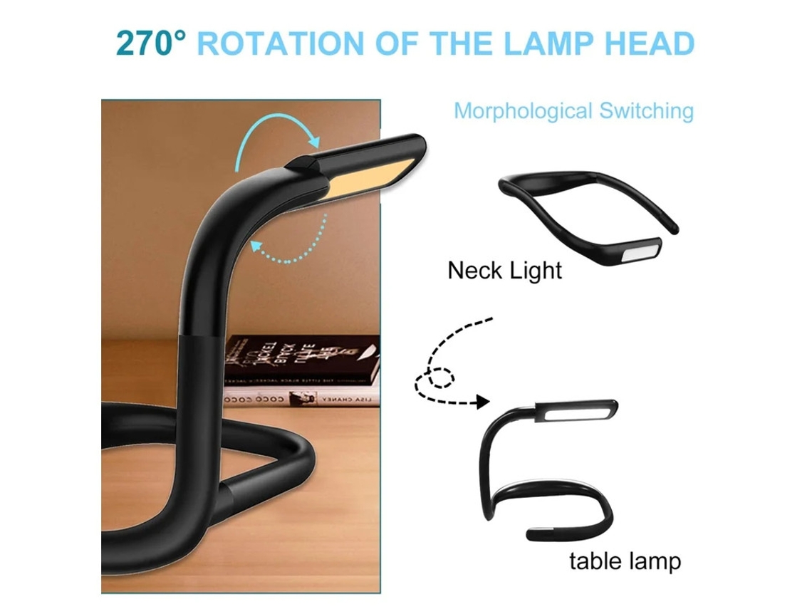 Luz De Leitura Led Para Pescoço Luz De Livro Na Cama Lâmpada De Mesa Com Brilho Ajustável 3 Cores Com Braços Dobráveis Adequada Para Reparos Bestvite