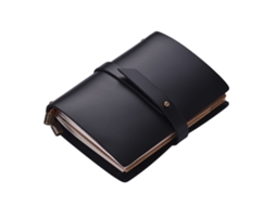 Diário de Viagem Portátil Diário de Couro para Escrever Caderno Recarregável Forrado em Branco Grade de Papel Bloco de Notas de Negócios Pre Preto