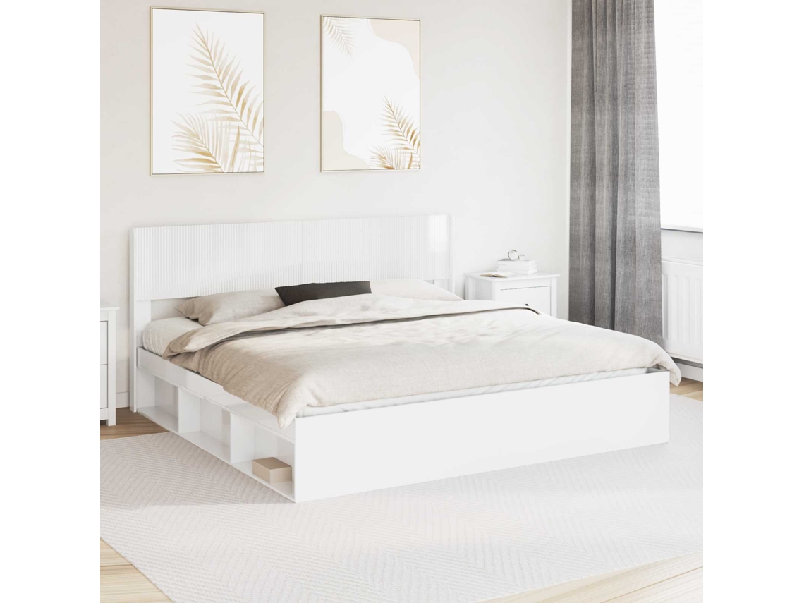 Vidaxl Cabeceira Branco Brilhante Pb
