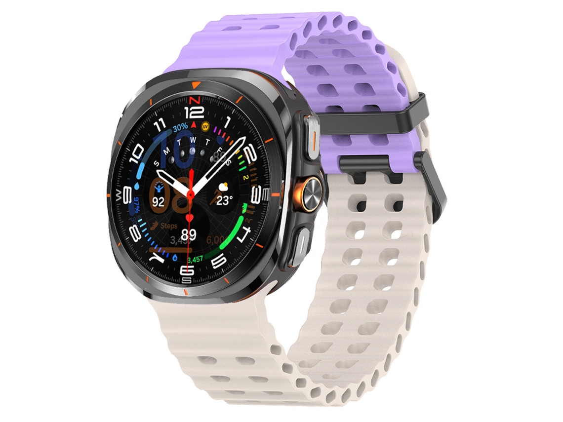 Pulseira Marine Para Samsung Galaxy Watch Ultra 2/1 47mm (2026/2025/2024), Silicone, Desportiva Roxo/starlight Hexinyigjly