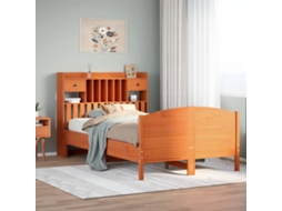 Vidaxl Cama Com Estante Sem Colchão 135x190 Cm Pinho Maciço