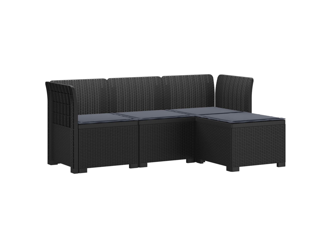 Vidaxl Sofá De Jardim Para 4 Pessoas Com Almofadas Estilo Rattan Pp