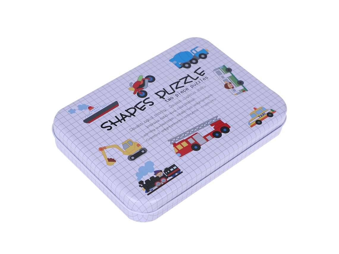 Primerox quebra cabeça de Madeira Educacional para Crianças Conjunto de Brinquedos de Aprendizagem com Recipiente Veículo