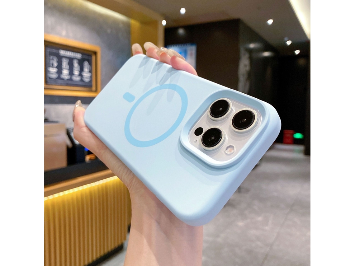 (azul Celeste, Iphone 15) Capa De Silicone Líquido Para Iphone, Com Forte Fixação Magnética.