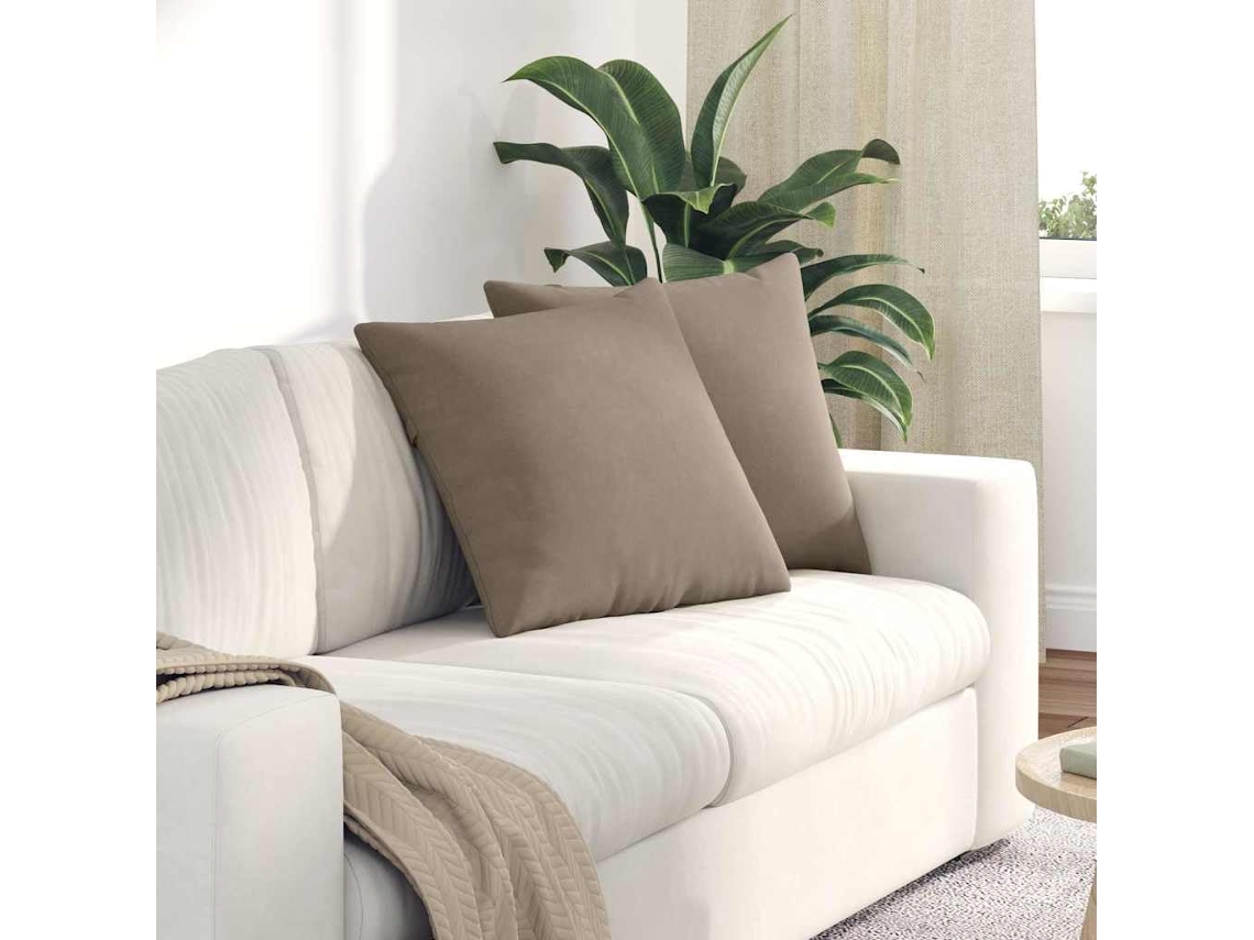 Conjunto De 2 Almofadas Para Sofá, Cor Taupe, 50 X 50 Cm, Tecido Com Enchimento De Poliéster