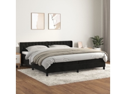 Cama Com Molas/colchão 200x200 Cm Veludo Preto