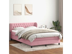 Vidaxl Cama Com Molas/colchão 140x210 Cm Veludo Rosa