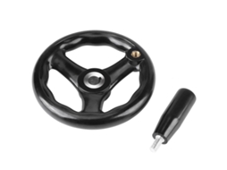 Roda Manual Redonda 3 Raios 12*125mm Preta para Torneira e Fresadora