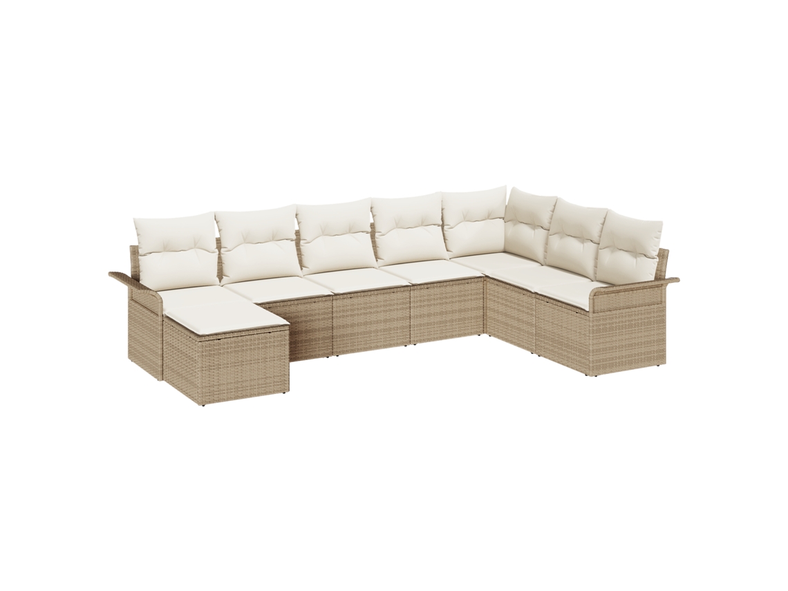 Conjunto 8 Conjuntos De Sofá Para Exteriores Vidaxl Bege Vime Pe (297,5 X 187,5 X 85 Cm)