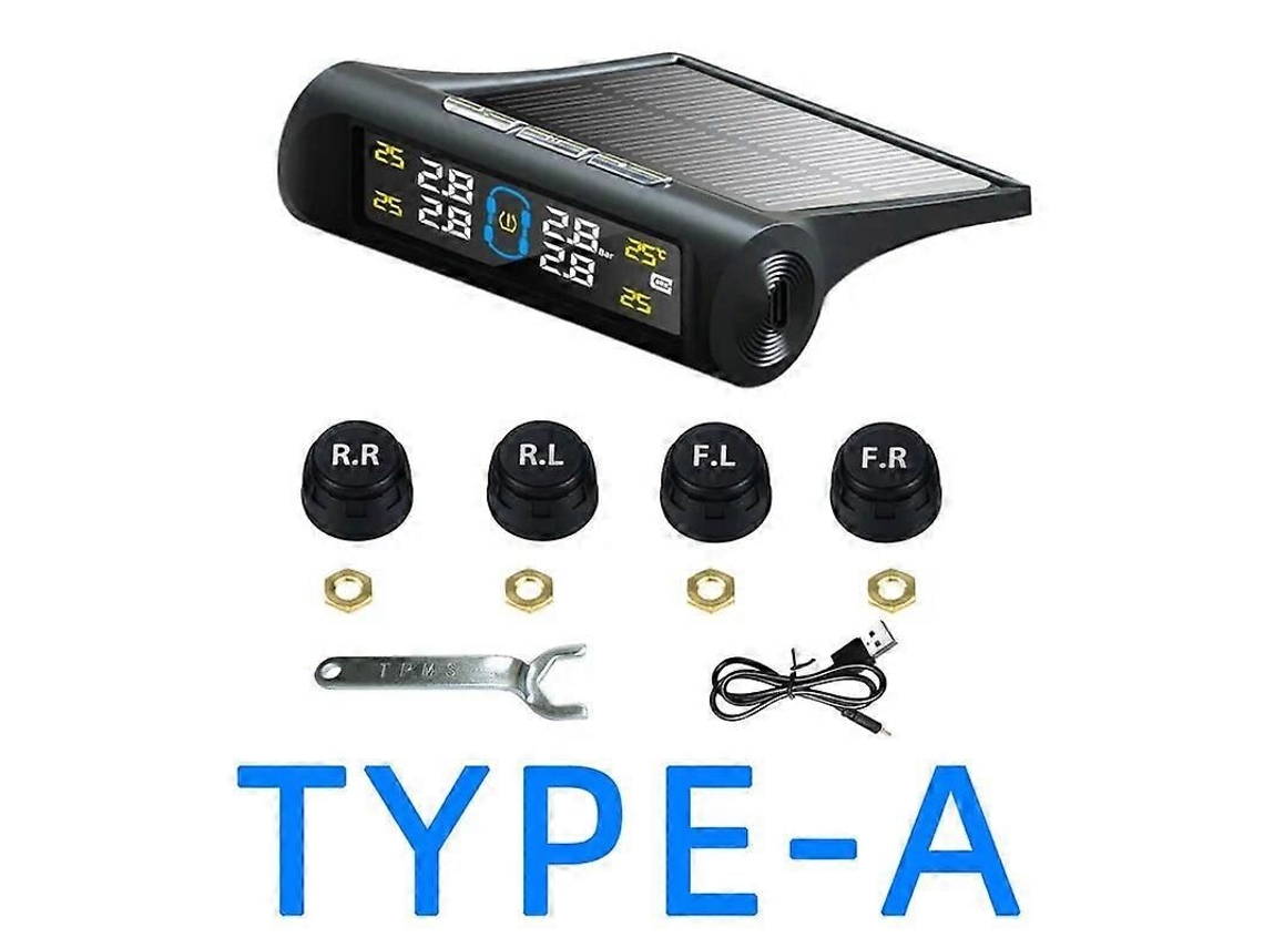 Sistema De Monitoramento De Pressão Dos Pneus Tpms Com 4 Sensores, Alarme E Visor Inteligente, Alimentado Por Energia Solar, Para Carros, Suvs E