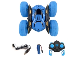 Mali carro de Controle Remoto para Crianças, Carro Stunt Elétrico 4wd 2.4ghz com Luzes Led, Rodas Duas Faces e Rotação 360° (azul)