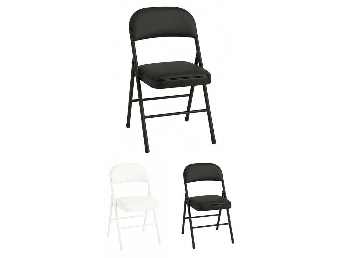Silla Metálica Acolchada Plegable 80x46x46 Cm | Ideal Para Hogar Y Eventos Negro Unidad