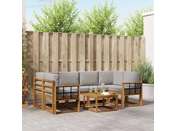 Vidaxl Conjunto De Sofás Para Exterior 7 Pcs Cinza Natural E Claro