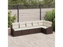 Vidaxl Conjunto de Sofás com Almofada 6 Pcs Castanho Vime Pe