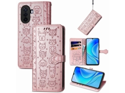 Capa De Couro Com Estampa De Gato E Cachorro Para Huawei Enjoy 50