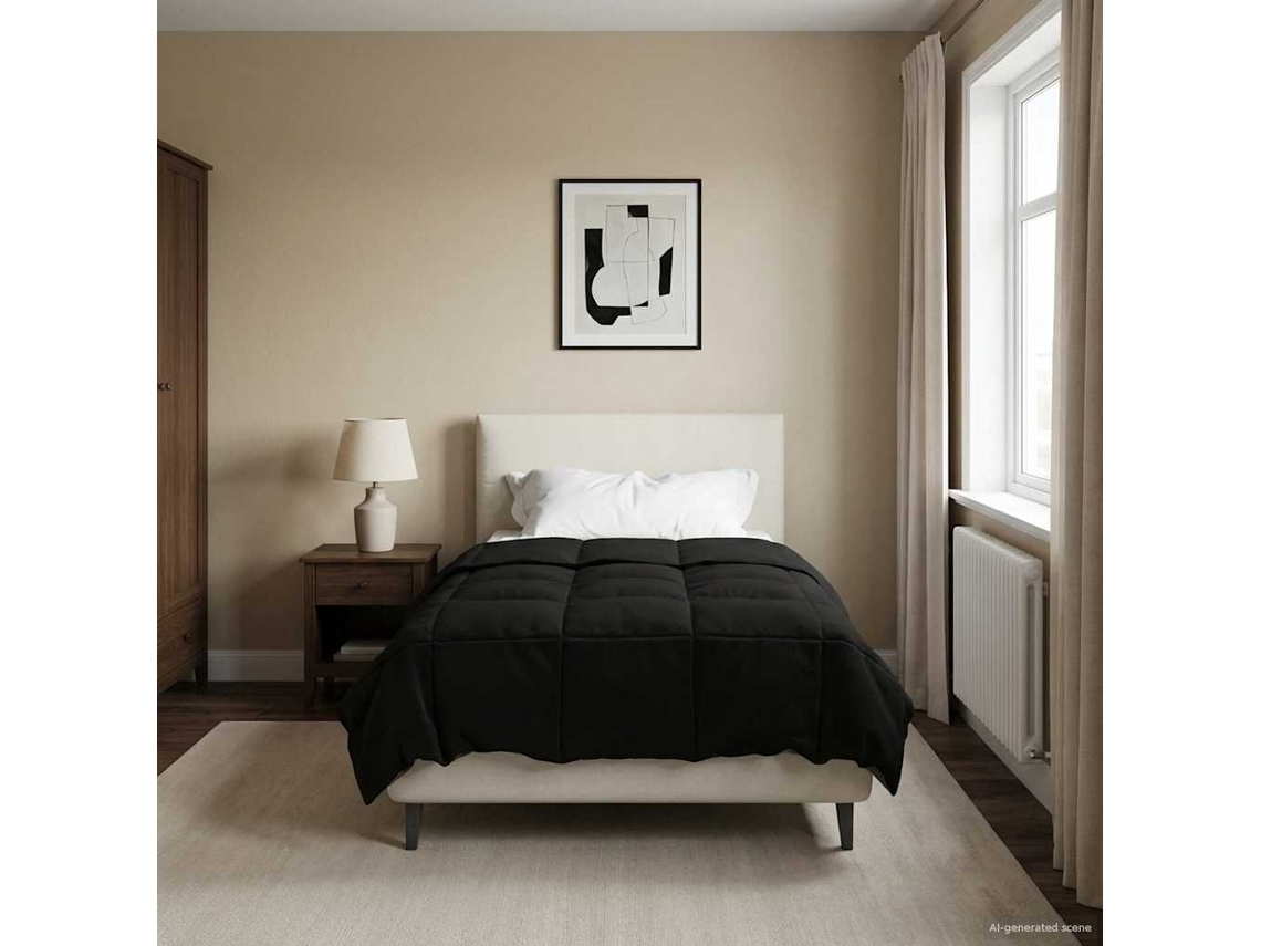 Vidaxl Edredom De Inverno 140 X 220 Cm Inverno Preto Respirável