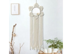 Espelho de Parede Decorativo Macramê com Franges Decoração Boho para Apartamento e Quarto