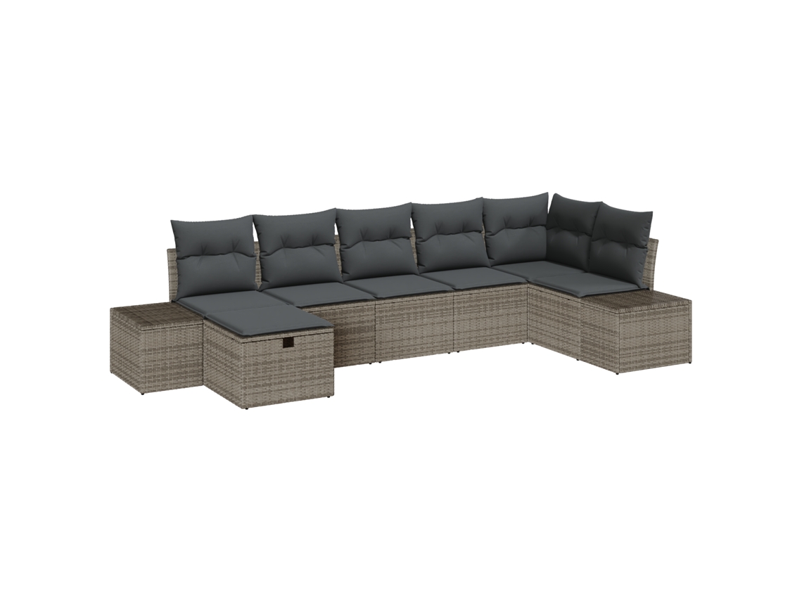 Conjunto 7 Móveis Para Exterior Vidaxl Cinzento Vime Pe (319 X 154 X 85 Cm)