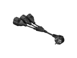 Adaptador Eu Angular Com 3 Tomadas, Cabo Flexível 30 Cm, 250v 16a, Pvc Preto