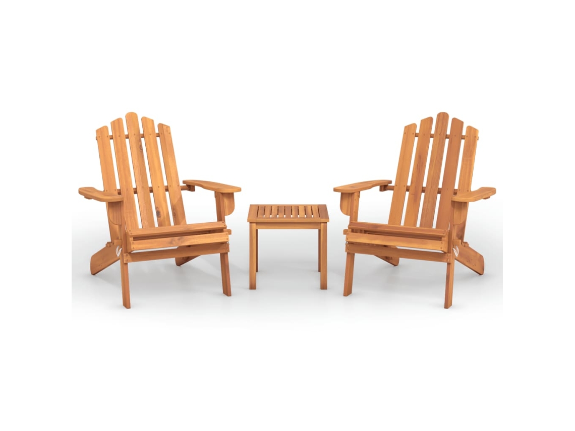 Maison Exclusive - 3 Pcs Conjunto Lounge De Jardim Adirondack Acácia Maciça