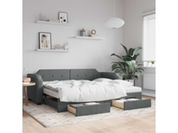 Vidaxl Sofá-cama C/ Gavetão E Gavetas 80x200 Cm Tecido Cinzento-escuro