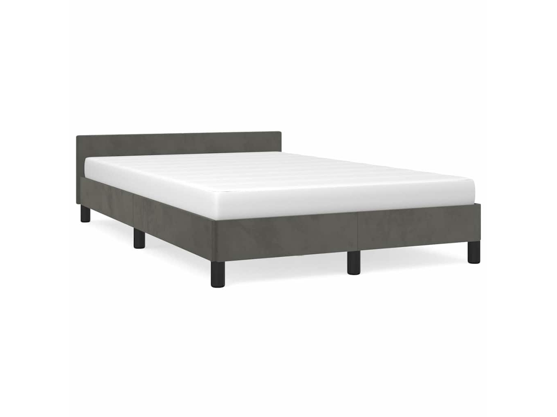 Estrutura De Cama Com Cabeceira Vidaxl Cinzeto Veludo (207 X 126 X 50 Cm)