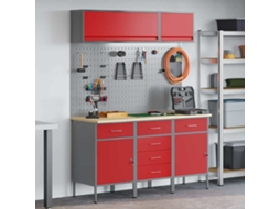 Vidaxl Conjunto De Armários De Trabalho Com Gaveta 8 Unid. Vermelho