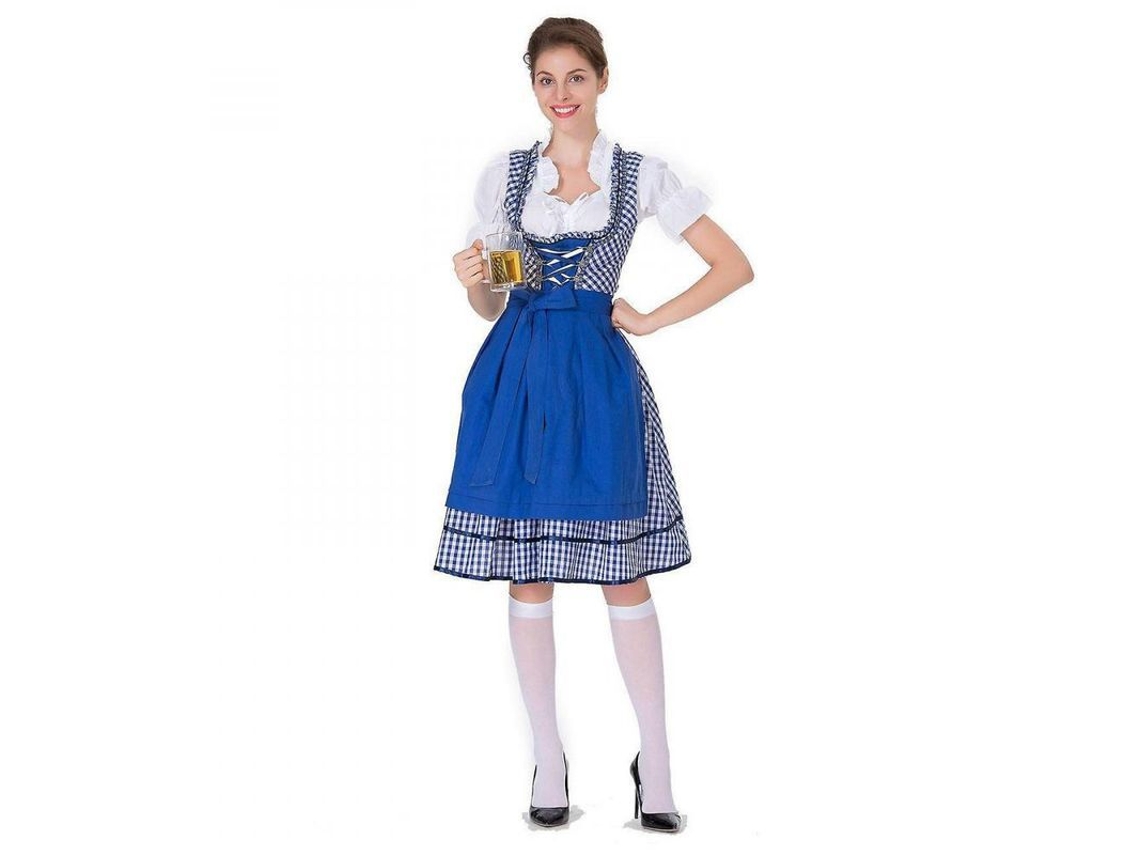Traje Dirndl Clásico Alemán Para Mujer, Disfraz De Oktoberfest Y Carnaval Vek 2xl Azul