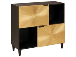 Vidaxl Armário Lateral Com Prateleira Preto E Ouro 80 X 33,5 X 75 Cm