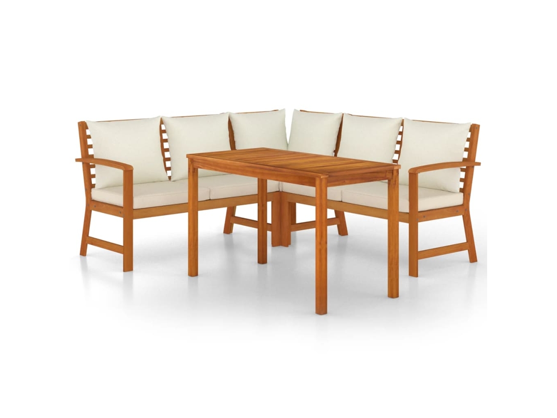 Maison Exclusive - 4 Pcs Conj. Jantar Jardim C/ Almofadões Madeira Acácia Maciça