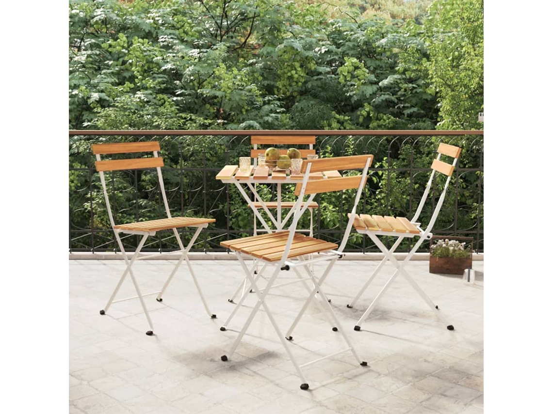 Cadeiras De Bistrô Dobráveis 4 Pcs Acácia Maciça E Aço Dkd Home Decor