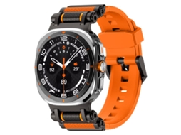 Bracelete para Samsung Galaxy Watch Ultra Silicone com Conector de Metal Preto e Laranja XIAOMOYU (47mm)
