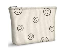 Bolsa De Maquiagem Smile Print Para Mulher, Bolsa Cosmética De Viagem De Pana (bege)