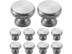 Conjunto De 10 Puxadores Redondos Prateados Com Um Furo Para Gavetas E Armários Cozinha, Feitos De Alumínio Espacial