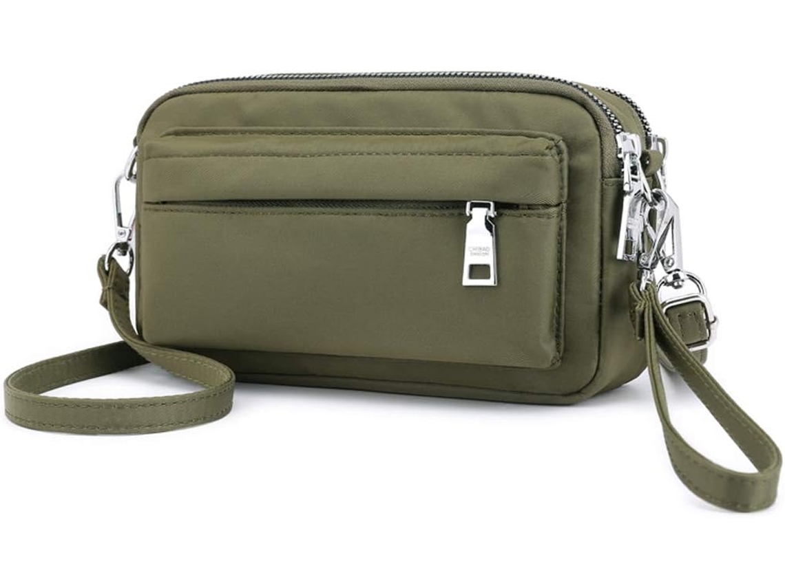 Mala De Ombro Pequena Em Nylon Impermeável Para Mulher - Saco Leve - Verde