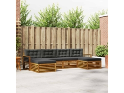 Vidaxl Conjunto De Sofás Para Exterior 6 Unid. Natural E Antracite