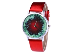 Reloj De Pareja Unisex De Cuarzo Con Correa De Cuero Pu Zhoulianfa Rojo
