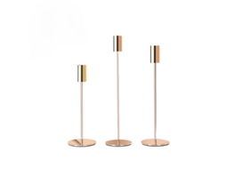 Conjunto 3 Castiçais - Porta Velas - Castiçal Estilo Nórdico - Decoração De Mesa - Ferro - Dourado