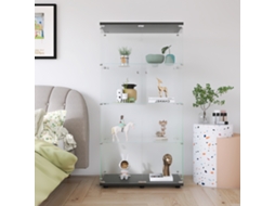 Vitrine Preta, Vitrine em Vidro com 4 Níveis e 2 Portas em Vidro Temperado, Vitrine com Fechadura para Sala de Estar, Quarto ROSAHQNDA